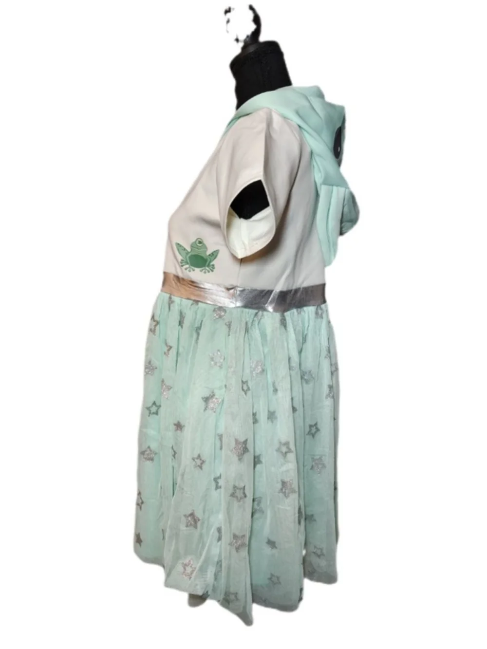 Star Wars Grogu Baby Yoda Dress Girls 2X Mint Green Hooded Tulle Dress - Picture 3 of 11